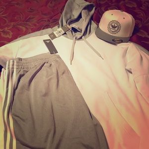 Men’s Adidas Fleece Hoodie, Pants, & Fitted Cap